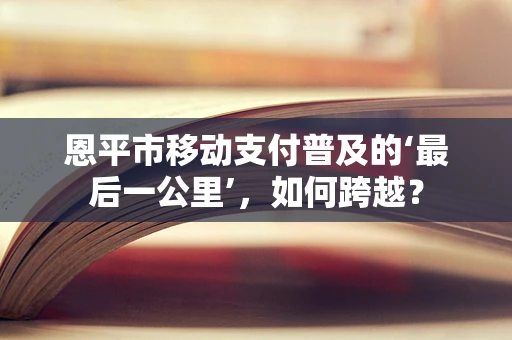 恩平市移动支付普及的‘最后一公里’，如何跨越？