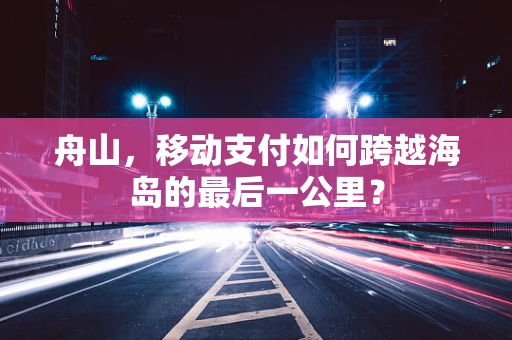 舟山，移动支付如何跨越海岛的最后一公里？